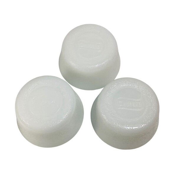 3 Vintage Glasbake Textured Milk Glass Custard Ramekins Kitchen Gifts Bowls 3" - Picture 4 of 5